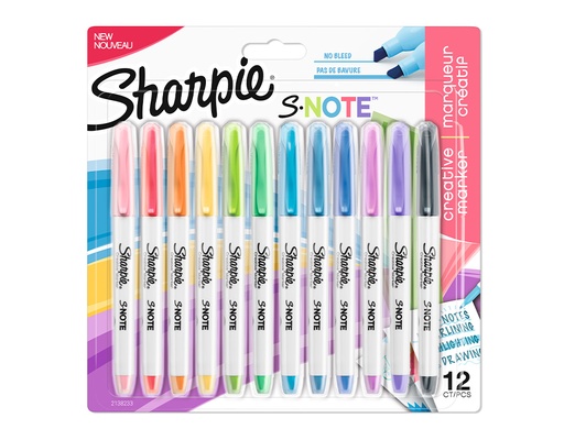 SHARPIE - SNOTE MARCADORES BLÍSTER 12 UNIDADES COLORES SURTIDOS (Ref.2138233)