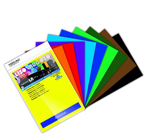 SIRIO - CARTULINA A4 220g LISO/RUGOSO COLORES INTENSOS PAQUETE de 10 (Ref.13225)