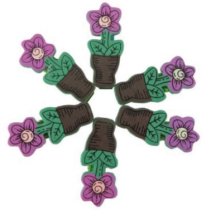 SMART - PINZAS FIXO KIDS MADERA MACETAS con FLORES PACK de 6 (Ref.68006000)