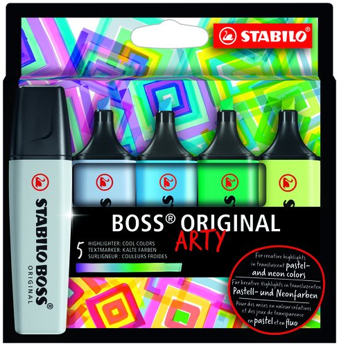 STABILO - ESTUCHE 5 MARCADORES FLUORESCENTES ARTY BOSS ORIGINAL C/SURTIDOS FRÍOS (Ref.70/5-02-2-20)