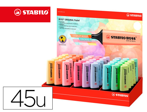 STABILO - EXPOSITOR MARCADORES FLUORESCENTES PASTEL 45 UNIDADES SURTIDAS (Ref.70/45-4)