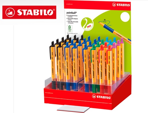 STABILO - POINTBALL BOLÍGRAFO RETRÁCTIL RECARGABLE 6 COLORES SURTIDOS - EXPOSITOR DE 32U (Ref.6030/32-1)