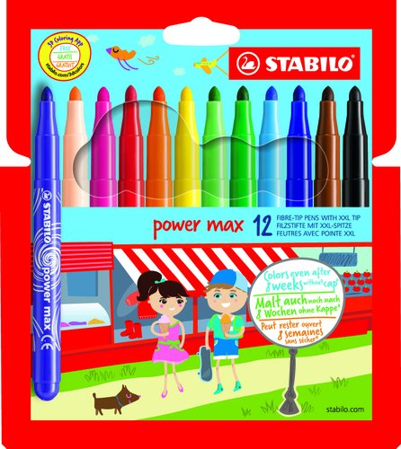 STABILO - ROTULADOR FIBRA POWER MAX 980 ESTUCHE de 12 (Ref.980/12-01)