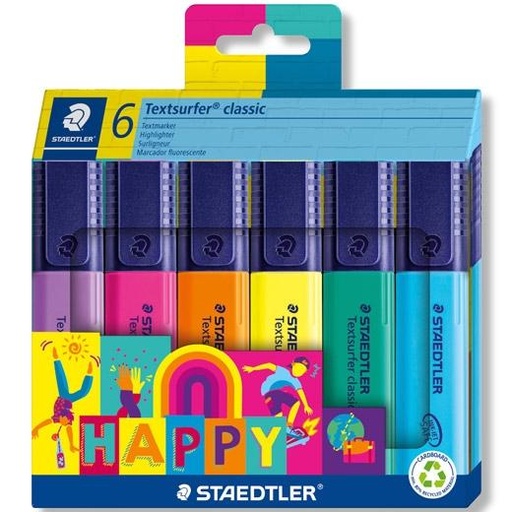 STAEDTLER - ESTUCHE 6 MARCADORES FLUORESCENTES TEXTSURFER CLASSIC HAPPY LINE C/SURTIDOS (Ref.364 C6 HA)