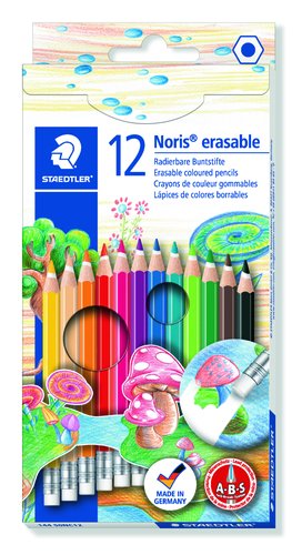 STAEDTLER - LÁPICES DE COLORES NORIS BORRABLE -ESTUCHE 12U- (Ref.144 50NC12)