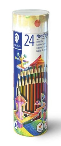 STAEDTLER - LÁPICES DE COLORES NORIS COLOUR SURTIDOS EN BOTE METÁLICO DE 24 (Ref.185 MD24)