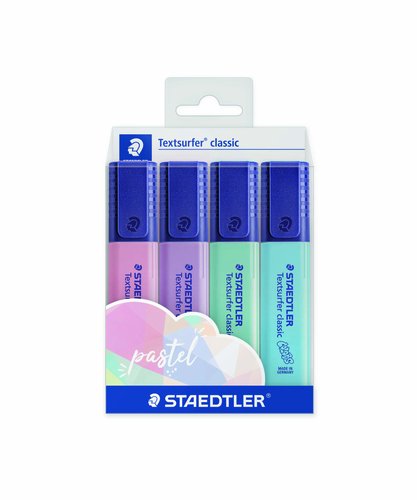 STAEDTLER - MARCADOR FLUOR 364 TEXTSURFER CLASSIC PASTEL&VINTAGE COLORES PASTEL ESTUCHE de 4 (Ref.364 CWP4PA)