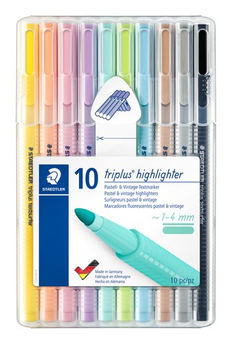 STAEDTLER - MARCADOR FLUORESCENTE TRIPLUS TEXTSURFER 362 COLORES PASTEL & VINTAGE ESTUCHE 10 ROTULADORES (Ref.362 CSB10)