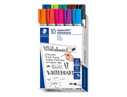 STAEDTLER - MARCADOR PIZARRA 351 LUMOCOLOR CONICO SURTIDO CAJA de 10 (Ref.351 B10)