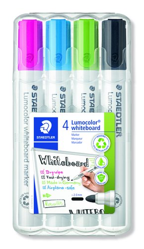 STAEDTLER - MARCADOR PIZARRA 351 LUMOCOLOR CONICO SURTIDO CAJA de 4 (Ref.351 WP4-1)