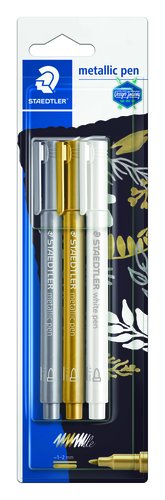 STAEDTLER - MARCADOR T.OPACA NO PERM. 8323 METALICO BLISTER de 3 (BLANCO, ORO Y PLATA) (Ref.8323-S BK3)