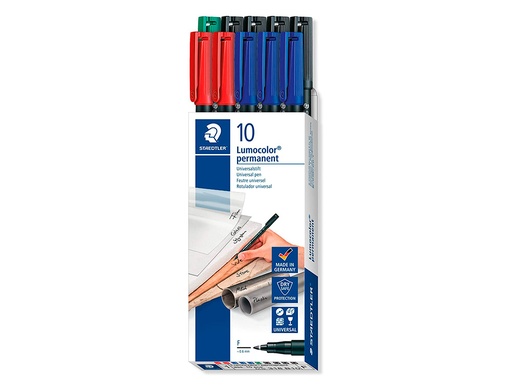 STAEDTLER - ROTULADOR LUMOCOLOR RETROPROYECCION PUNTA DE FIBRA 318 CAJA DE 10 UNIDADES COLORES SURTIDOS (Ref.318 B10)