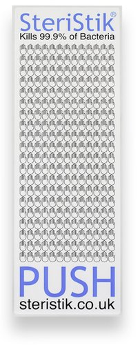 STERISTIK - ETIQUETA ANTIMICROBIANA DOOR PUSH ROLLO 225 x 75 mm AUTO-ADHESIVA (Ref.STP-75)