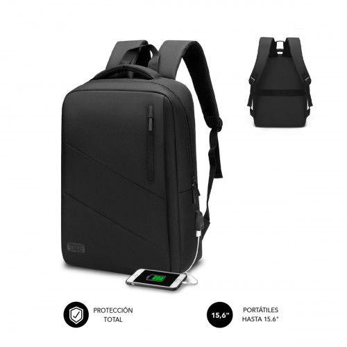 SUBBLIM - City Backpack Mochila para portátil 15.6", Poliéster Oxford, Negra (Ref.SUB-BP-2BL2002)