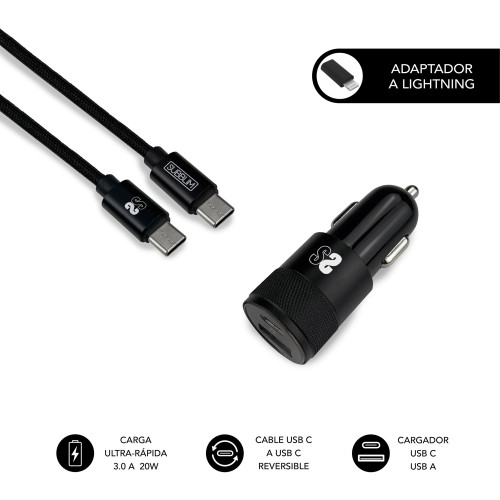 SUBBLIM - DUAL CAR CHARGER PD20W+QC3.0+C TO C/LIGHTNING B (Ref.SUBCHG-5CPD11)