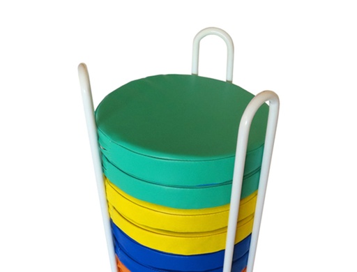 SUMO DIDACTIC - CARRO PORTACOJINES + 12 PUFS COLORES SURTIDOS 35/40 CM DIAMETRO X 82 CM (Ref.985B)