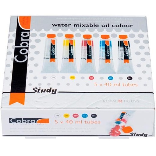 TALENS - COBRA STUDY SET ESTUCHE 5 TUBOS DE 40ML COLORES AL ÓLEO PRIMARIOS SURTIDOS (Ref.25820505)