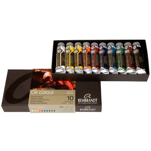 TALENS - REMBRANDT SET BÁSICO DE PINTURAS AL ÓLEO CON 10 TUBOS DE 15ML COLORES SURTIDOS (Ref.1820310)