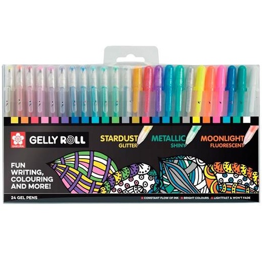 TALENS - SAKURA ESTUCHE 24 BOLÍGRAFOS GELLY ROLL MIXED COLORES SURTIDOS (Ref.POXPGBMIX24)