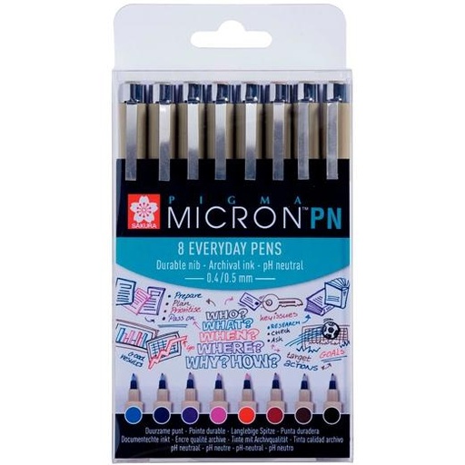 TALENS - SAKURA ESTUCHE 8 ROTULADORES PIGMA MICRON PN COLORES SURTIDOS (Ref.POXSDKPN8)