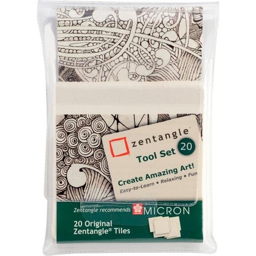 TALENS - SAKURA ZENTANGLE TOOL SET 20 TARJETAS 89X89MM BLANCO (Ref.Z20TWGB)