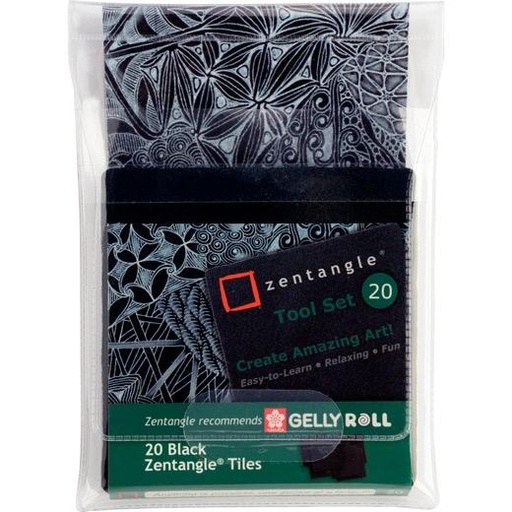 TALENS - SAKURA ZENTANGLE TOOL SET 20 TARJETAS 89X89MM NEGRO (Ref.Z20TBGB)