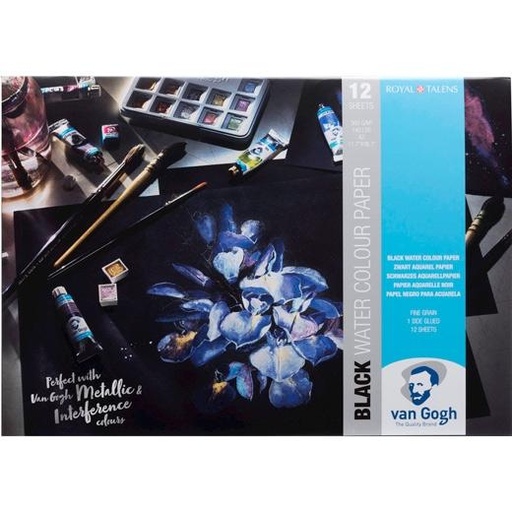 TALENS - VAN GOGH BLOC DE PAPEL 12 HOJAS 360GR PARA ACUARELA A3 NEGRO (Ref.94170001)