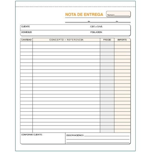 TALONARIOS - TALONARIO ENTREGAS HOLANDESA 21X26CM DUPLICADO AUTOCOPIA (Ref.T-127)