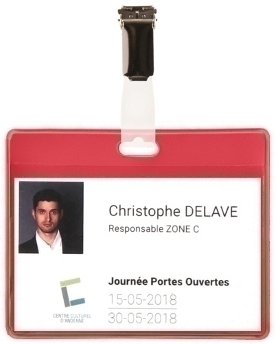 TARIFOLD - FUNDA DISTINTIVO PVC con PINZA 82,5x103mm ROJO PAQUETE de 25 (Ref.200503)