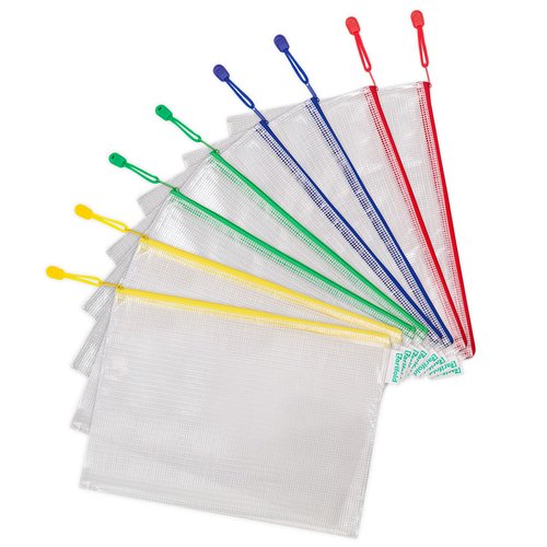 TARIFOLD - PACK DE 8 BOLSAS ZIPPER MULTIUSOS PVC - CON CIERRE CREMALLERA A6 SURTIDO (Ref.509069)