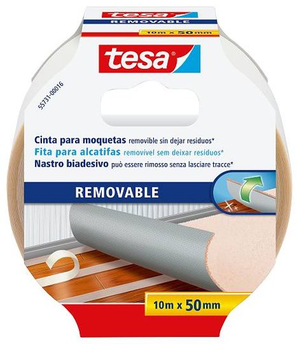 TESA - CINTA ADHESIVA DOBLE CARA PARA MOQUETAS 5MX50MM REMOVIBLE SIN RESIDUOS (Ref.55731-00016-11)