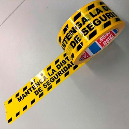 TESA - CINTA DE DISTANCIAMIENTO SOCIAL ADHESIVA 33M X 50MM PVC IMPRESO LAMINADO AMARILLO/NEGRO (Ref.04120-00204-00)