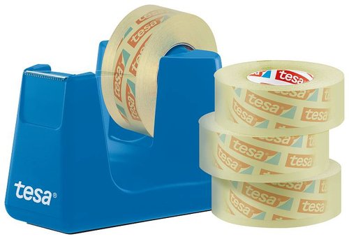 TESA - PORTARROLLOS 33 m EASY CUT SMART AZUL + FILM TRANSPARENTE 4 ROLLOS (Ref.53908-00000-00)