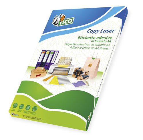 TICO - ETIQUETAS ADH.IMPR. A4 COPY LASER CAJA 100h 97x42,3 mm 1.200 uds.() (Ref.LP4W-9742)