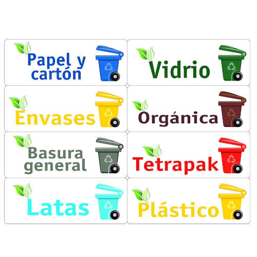 TICO - ETIQUETAS IDENTIFICADORAS RESIDUOS AVERY 120x45 mm SURTIDO de 24 (Ref.KIT-OF24-ES)