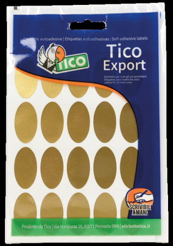 TICO - PAQUETE 10 HOJAS ETIQUETAS SATINADAS ORO 36X20 MM (Ref.E-GL-3620)