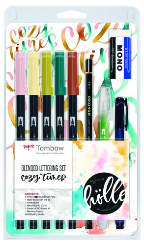TOMBOW - SET LETTERING COZY TIMES 5 ROT. ABT DUAL BRUSH + 1 PINCEL WATER BRUSH + 1 LAPIZ GRAFITO + 1 ROT. CALIGRAFIA DURO Y BLANDO + 1 GOMA + PALETA DE MEZCLAS Y MANUAL INSTRUCCIONES B/10 (Ref.BS-FH1)