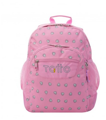 TOTTO - MOCHILA INFANTIL ROSA CORAZONES BOLSILLOS (Ref.MA04ECO029-2120N-7IU)