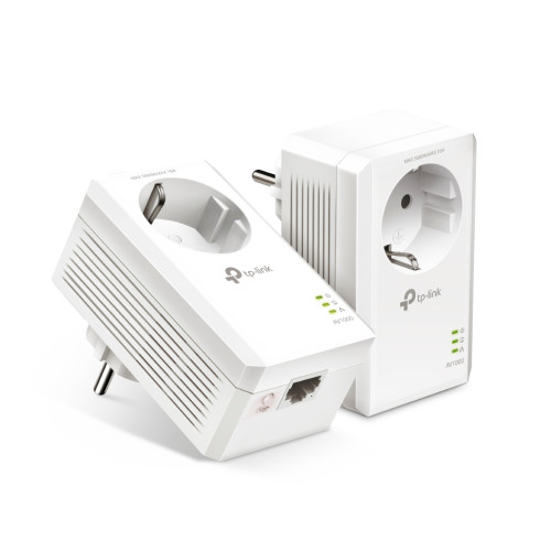 TP-LINK - AV1000 PASSTHROUGH POWERLINE KIT, BROADCOM, 1 GIGABIT PORT, 1000MBPS POWERLINE, HOMEPLUG AV2, NEW PLC UTILITY, TWIN PACK (Ref.TL-PA7017P KIT)