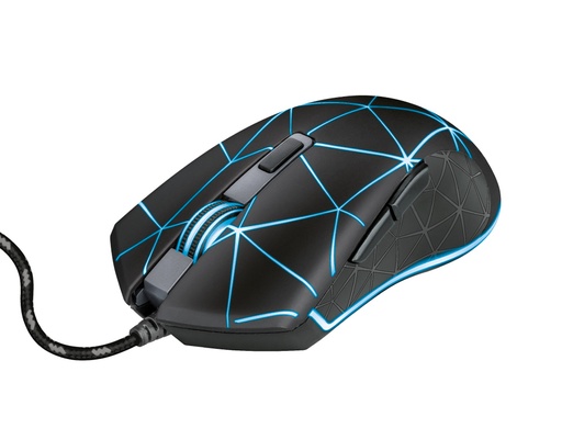 TRUST - RATON GXT133 LOCX GAMING OPTICO LUCES LED 800-4000 PPP 6 BOTONES USB 2.0 CABLE 1,80 M COLOR NEGRO (Ref.22988)