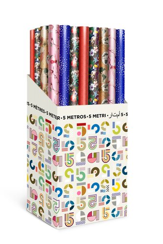 TV - PAPEL de REGALO ROLLO 0,7x5 m (CAJA de 40) TODO AÑO (Ref.CRW1507050012)