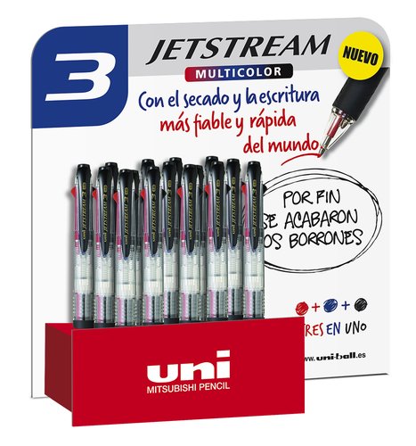 UNI-BALL - ROLLER GEL RT. JETSTREAM 3 1,0 (SXE-400) TRANSPARENTE EXPOSITOR de 15
 (Ref.182634655)