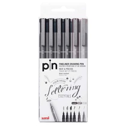 UNI-BALL - UNIBALL ESTUCHE MARCADOR PERMANENTE GRIS & NEGRO PIN-200(S)/6P CALIBRADOS -6U- (Ref.234617000)