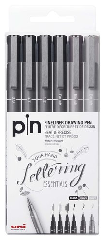 UNI-BALL - UNIBALL ESTUCHE MARCADOR PERMANENTE GRIS & NEGRO PIN-200(S)/6P HLG CALIBRADOS -6U- (Ref.260265000)