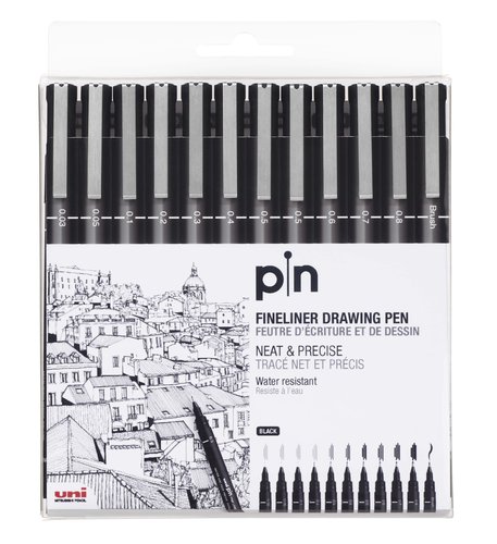 UNI-BALL - UNIBALL ESTUCHE MARCADOR PERMANENTE NEGRO PIN-200(S)/12P CALIBRADOS -12U- (Ref.234591000)