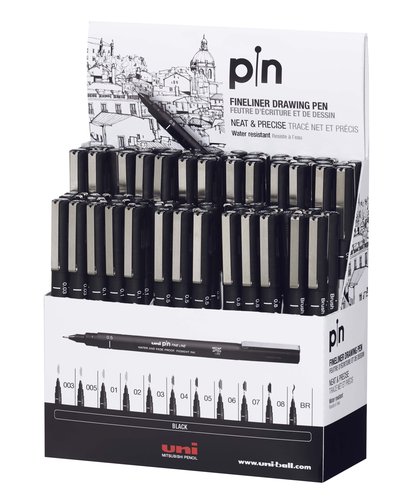 UNI-BALL - UNIBALL EXPOSITOR MARCADOR PERMANENTE NEGRO PIN-200(S) 6D CALIBRADOS -72U- (Ref.234575000)