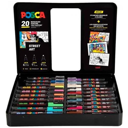UNI-BALL - UNIBALL MALETIN METÁLICO MARCADOR POSCA SURTIDO 20P (Ref.182634820)
