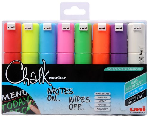 UNI-BALL - UNIBALL MARCADOR DE TIZA LIQUIDA PWE-8K 8P SURTIDO BLISTER -8U- (Ref.153494343)