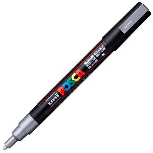 UNI-BALL - UNIBALL MARCADOR POSCA PC-3M PUNTA CÓNICA 0,9 - 1,3 MM PLATA (Ref.263749000)