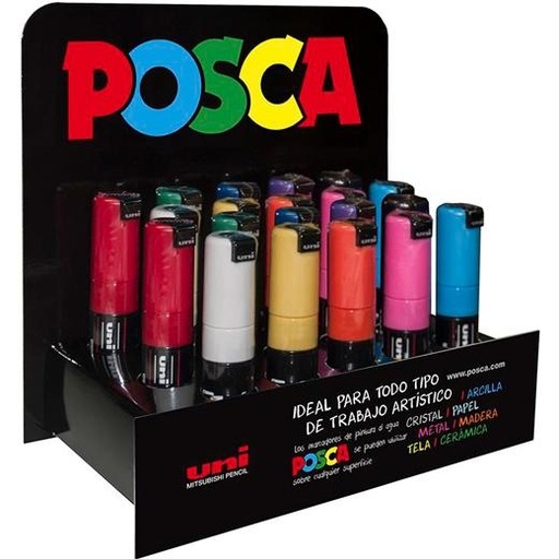 UNI-BALL - UNIBALL MARCADOR POSCA PC-8K/20P NO PERMANENTE PUNTA BISELADA 8.0MM COLORES SURTIDOS -EXPOSITOR 20U- (Ref.182634558)